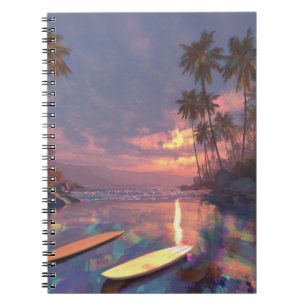 Caderno Espiral Notebook Tropical Sunset Surf Dream
