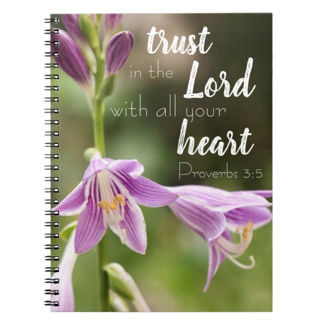Caderno Espiral Notebook "Trust In Lord" Flor Foto Espiral (Frente)
