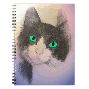 CADERNO ESPIRAL NOTEBOOK TUXEDO CAT ART