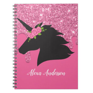Caderno Espiral Notebook Unicorn Floral Personalizado Bonito