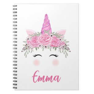 Caderno Espiral Notebook Unicorn Personalizado Com Nome Rosa