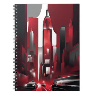 Caderno Espiral Notebook urbano - paisagem urbana moderna em verme
