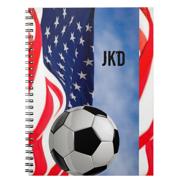 Caderno Espiral Notebook USA Soccer com seu Monograma (Frente)