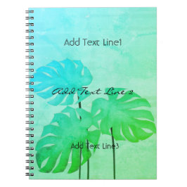 Caderno Espiral Notebook Verde com Leaf com Leaf com Cor de Água B