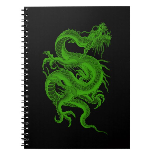 Caderno Espiral Notebook Verde Dragão Draco Espiral (Frente)