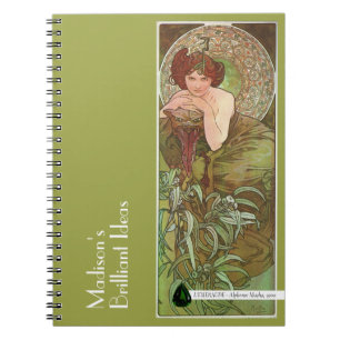 Caderno Espiral Notebook Verde Esmeralda de Mucha Precioso
