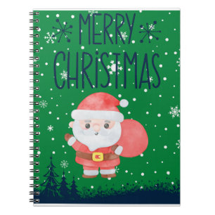 Caderno Espiral Notebook verde para Papais noeis bonitos