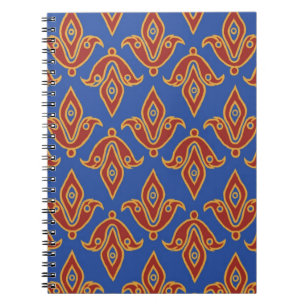 Caderno Espiral Notebook, vermelho, azul, Dourado Flor de Lys