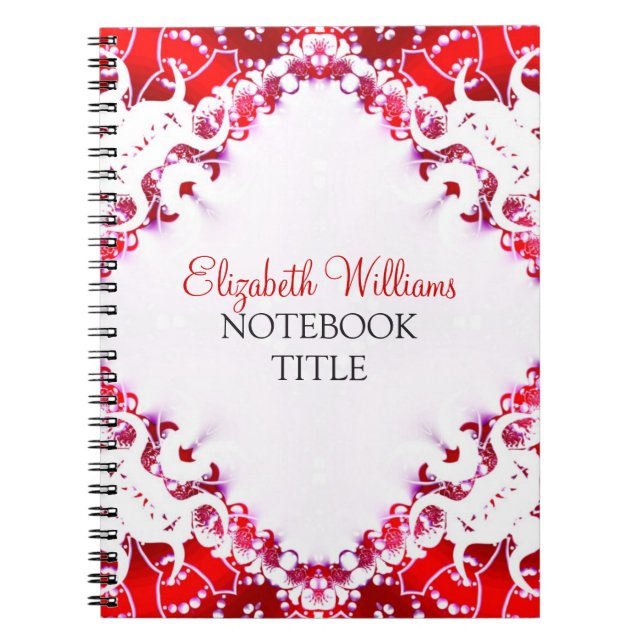 Caderno Espiral Notebook vermelho brilhante + Batik de diamante br (Frente)