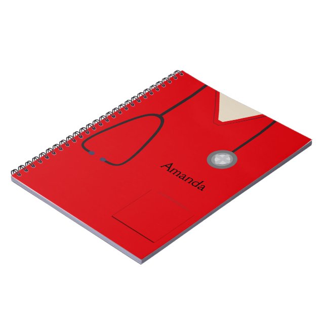 Caderno Espiral Notebook Vermelho com cruzes médicas (Left Side)