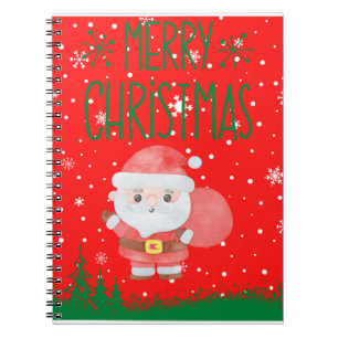 Caderno Espiral Notebook Vermelho de Papais noeis Bonitos