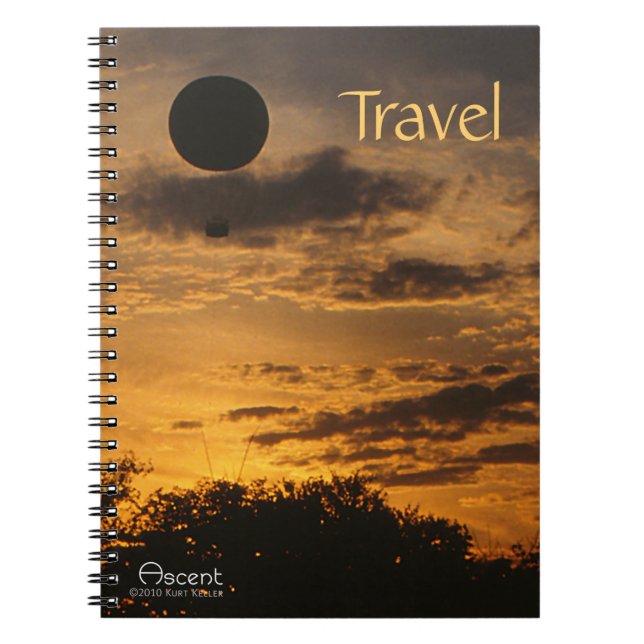 Caderno Espiral Notebook Viagem de balão de ar quente ascendente (Frente)