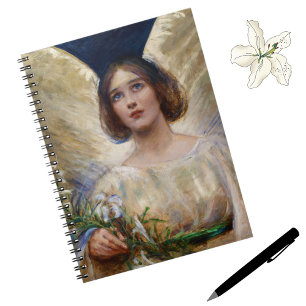 Caderno Espiral Notebook Vintage Angel and White Lily