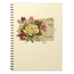 Caderno Espiral Notebook Vintage Floral Personalizado