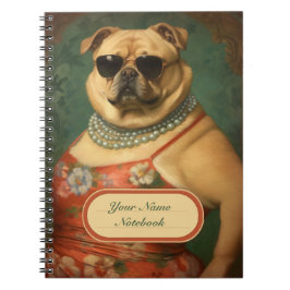 Caderno Espiral Notebook Vintage Funny Dog Glam Lady Spiral