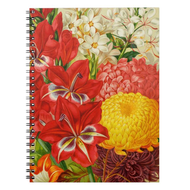 Caderno Espiral Notebook Vintage Garden Flowers Spiral (Frente)