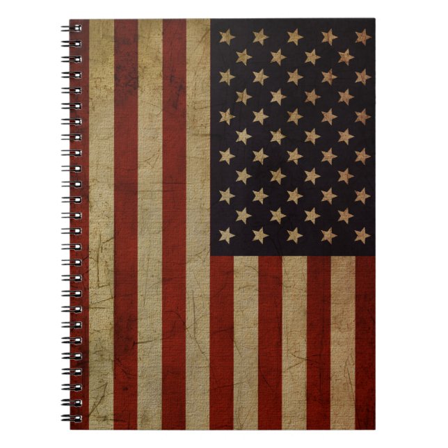 Caderno Espiral Notebook Vintage Grunge American Flag (Frente)