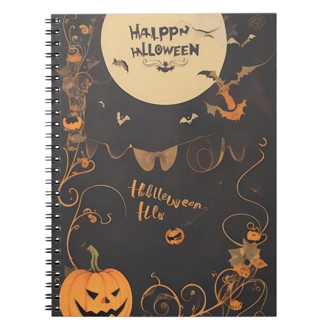 Caderno Espiral notebook vintage halloween (Frente)