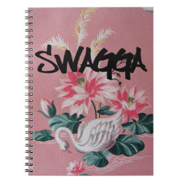 Caderno Espiral Notebook Vintage Pink Floral e Swan Wallpaper