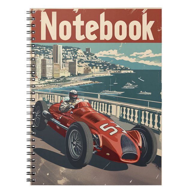 Caderno Espiral Notebook Vintage Racing Car Mônaco (Frente)