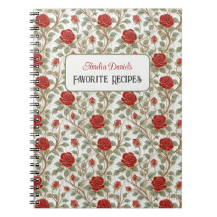 Caderno Espiral Notebook Vintage Rosa vermelha Personalizado