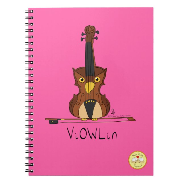Caderno Espiral Notebook ViOWLin Violin Owl Music (Frente)