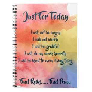 Caderno Espiral Notebook Watercolor Reiki Principles