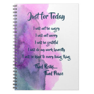Caderno Espiral Notebook Watercolor Reiki Principles