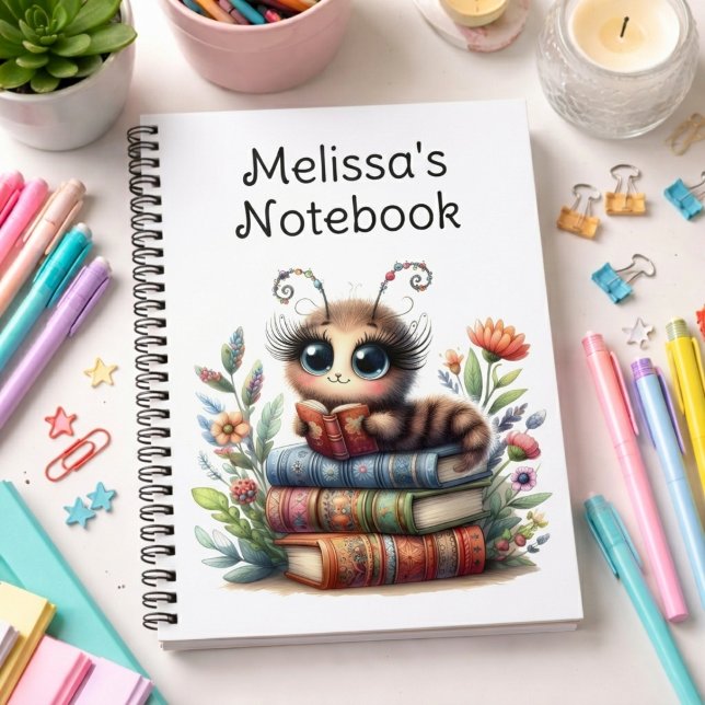 Caderno Espiral Notebook Whimsical Bookworm (Criador carregado)
