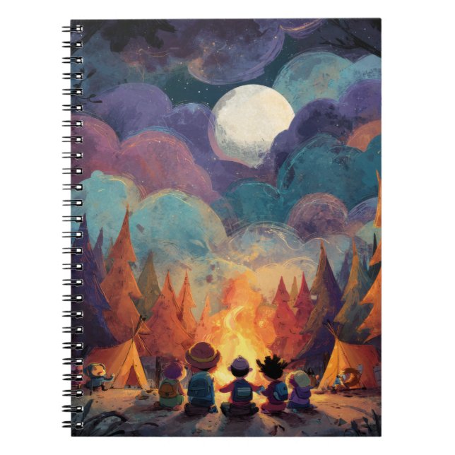 Caderno Espiral Notebook Whimsical Campfire Full Moon (Frente)