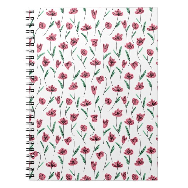 Caderno Espiral Notebook Whimsical Floral - Flores Escrivíveis (Frente)