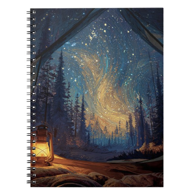Caderno Espiral Notebook Whimsical Lanterna Forest Sky (Frente)