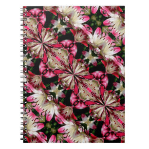 Caderno Espiral Notebook White Lily Flowers Abstrato