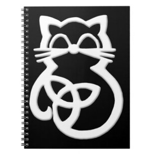 Caderno Espiral Notebook White Trinity Knot Celtic Cat
