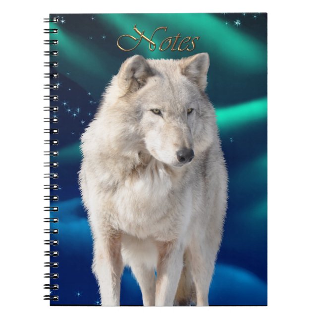 Caderno Espiral Notebook White Wolf & Aurora (Frente)