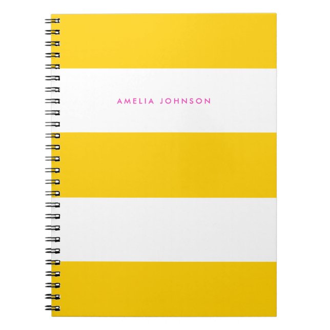 Caderno Espiral Notebook Wide Yellow e Cream Stripes (Frente)