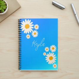 Caderno Espiral Notebook with gradient Rose and Daisies