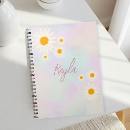 Caderno Espiral Notebook with gradient Rose and Daisies