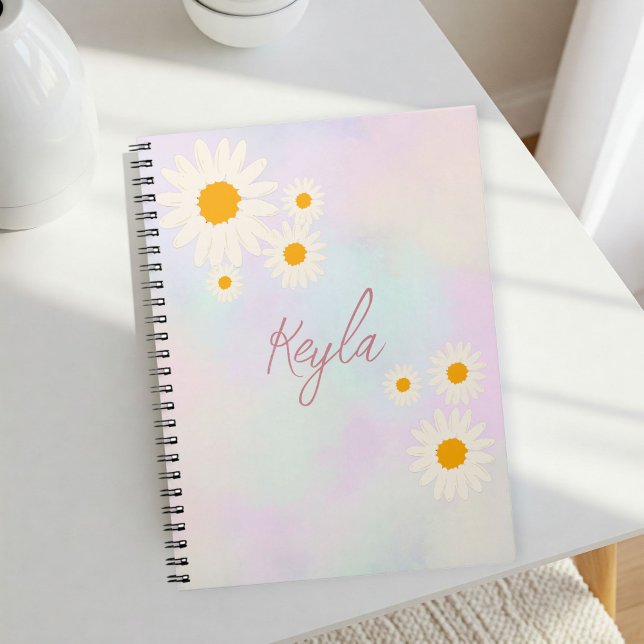Caderno Espiral Notebook with gradient Rose and Daisies (Criador carregado)