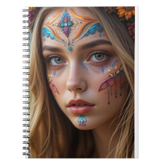 Caderno Espiral Notebook with the face of a beautiful bohemian gir