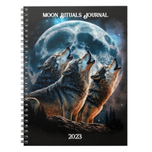 Caderno Espiral Notebook Wolf Full Moon