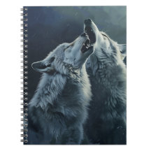 Notebook Wolf Howling por Designs da PS Nature