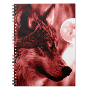 Caderno Espiral Notebook Wolf & Red Night
