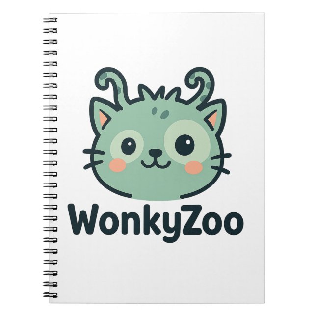 Caderno Espiral Notebook Wonky Zoo Cat | Diário Engraçado (Frente)