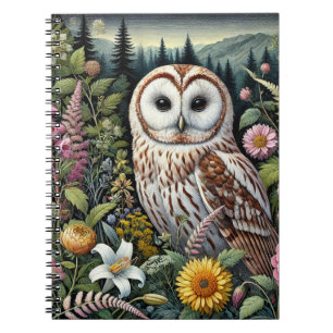 Caderno Espiral Notebook Woodland Owl Spiral Cute Owl-Themed