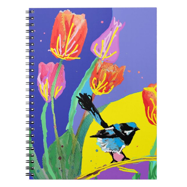Caderno Espiral Notebook Wren Floral Wrens Bird (Frente)