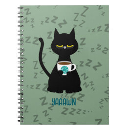 Caderno Espiral notebook YAAAWN com gato sonolento