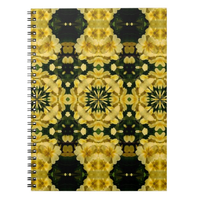 Caderno Espiral Notebook Yellow Primrose Flowers Abstrato Art (Frente)