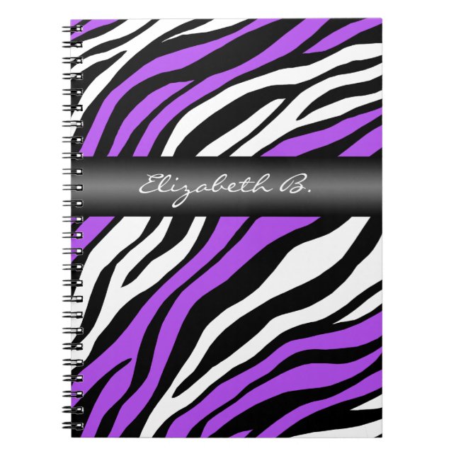 Caderno Espiral Notebook Zebra Print Purple Mix Personalizado (Frente)