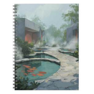 Caderno Espiral Notebook Zen Garden Spa Koi Pond Pathway Art